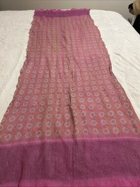 Pink Patterned Lightweight Scarf 21x64 100% wool